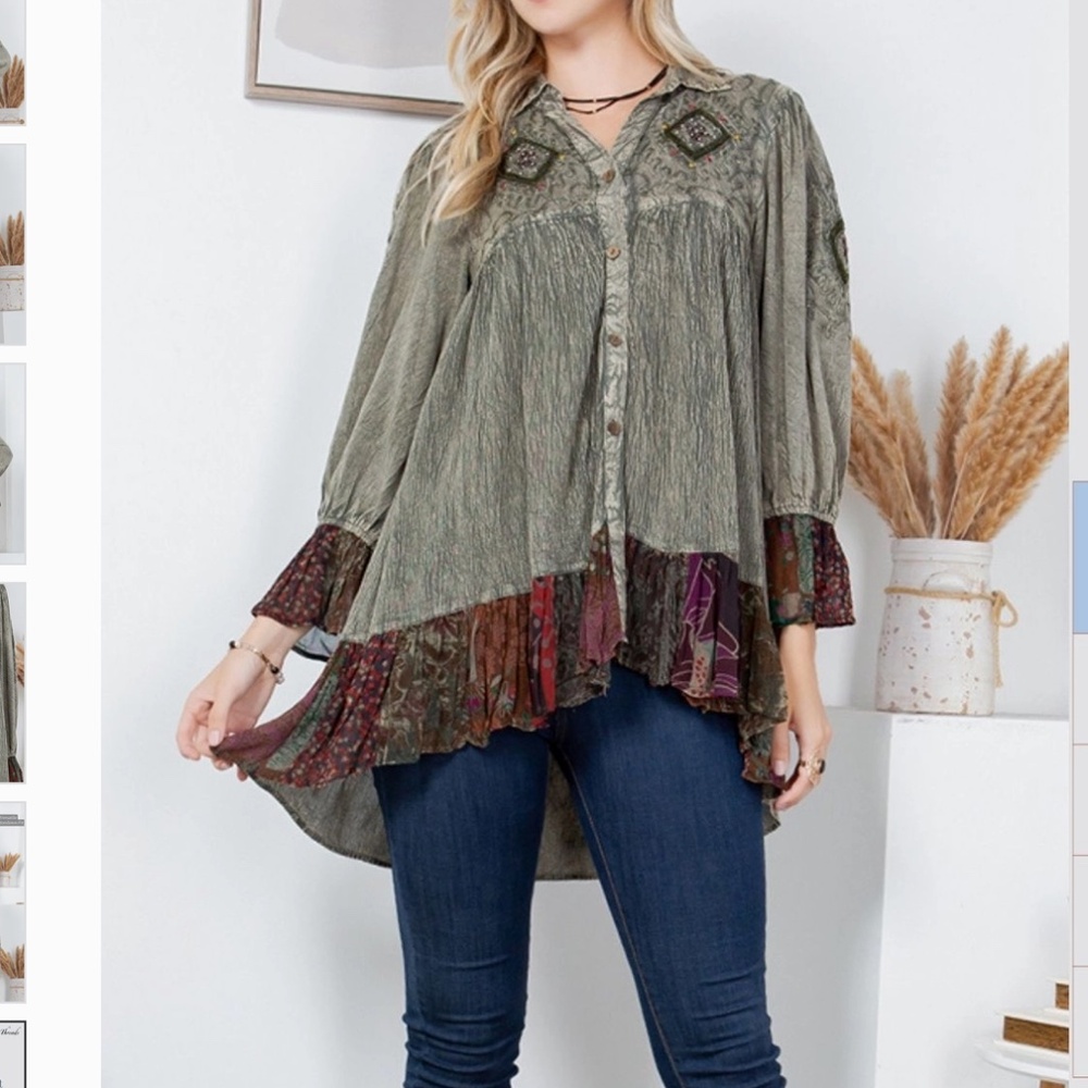 Young Threads Bohemian Style Button Down Shirt - Picture 8 of 8